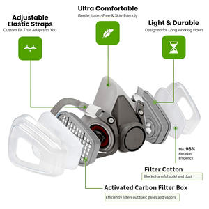 Envío Rápido, Máscara de Gas de Media Cara 6200 Lavable y Reutilizable con Certificación CE, Filtro Reemplazable, Respirador para Pintura Automotriz y Protección Contra Polvo - Product Image 5