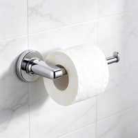Porte-rouleau de papier toilette mural dissimulé en alliage de zinc avec base trapézoïdale inclinée, finition chrome poli, pour salle de bain d'hôtel