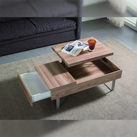 Meubles minimalistes de salon table basse en bois à plateau élévateur avec espace de rangement pour appartements
