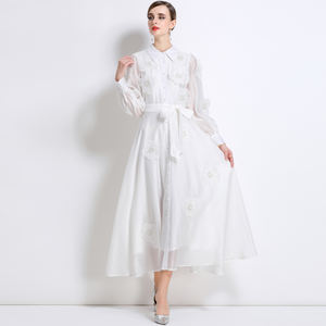 Candice 2025 automne Vintage rétro Style français Applique brodé robe trapèze - Product Image 3