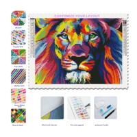 Peinture diamant 5D DIY Lion en gros, toile murale animale pour décoration intérieure, kits de broderie diamant à point de croix pleine surface