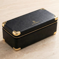 Boîte à huile d'oud vintage de luxe en PU litchi, résistante à l'eau et à la chaleur, avec doublure en aluminium, pour 5 flacons de parfum, Moyen-Orient, Ramadan