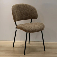 Chaises de salle à manger en tissu de style nordique moderne minimaliste, revêtement en lin, dossier, pieds en métal pour la maison, le bureau, l'appartement, la salle à manger