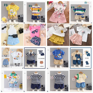 Ensemble à manches courtes en coton, T-shirt décontracté pour enfants, pyjama, vêtements de maison pour garçons et filles, ensemble à séchage rapide - Product Image 6