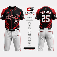 Ensemble d'uniformes de baseball personnalisés, respirant, à séchage rapide, en polyester, avec sublimation imprimée, pour hommes