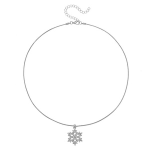 Collier pendentif flocon de neige blanc serti de diamants, bijou cadeau - Product Image 5