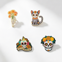 Broches en émail personnalisées La Calavera Catrina Mexique Jour des Morts, Badges de revers Crâne pour le Festival EL DIA DE MUERTOS, Bijou