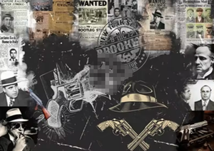 Retro Gangster Wanted Mural Crime Collage Decoración de pared Película Papel tapiz - Product Image 4