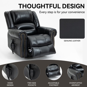 Sillón Reclinable de Cuero Genuino con Doble <span class=keywords><strong>Motor</strong></span> y Masaje Térmico, Sofá Reclinable con Mecanismo de Movimiento de Alta Resistencia y Función de Elevación Eléctrica - Product Image 5