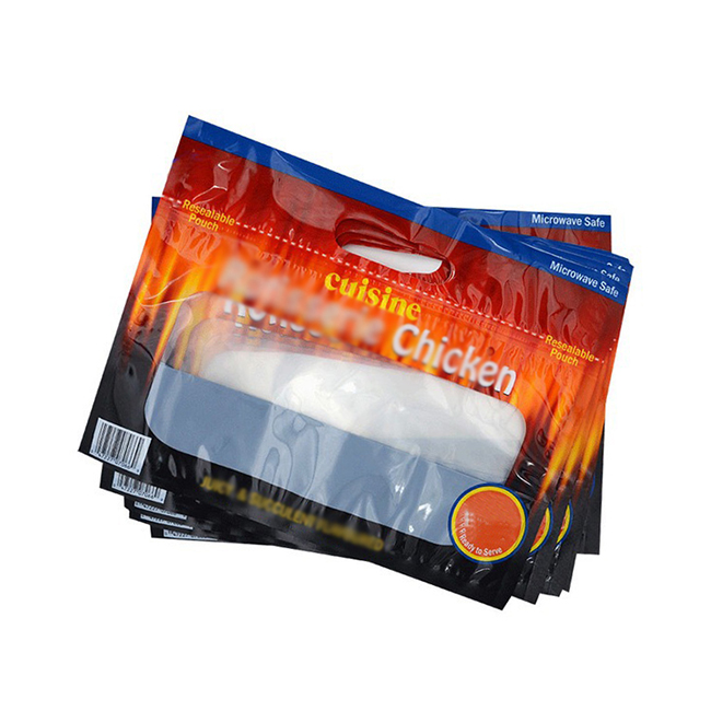 Anti Fog Hot Rotisserie Chicken Bags, Microwaveable Roasted meat Packaging Bag With Resealable Slider Zipper