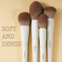 Ensemble de 15 pinceaux de maquillage vegan professionnels, personnalisables, de luxe, pour le visage, avec manches en bois et poils synthétiques