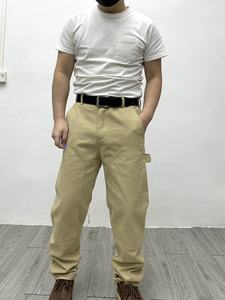 Pantalones Cargo de lona pesada para hombre de <span class=keywords><strong>Tough</strong></span> Guy, pantalones casuales gruesos de algodón holgados planos con cordón recto suelto medio para exteriores - Product Image 3