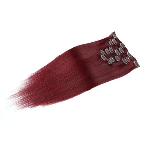 Extensiones de Cabello Liso 99J Sin Costuras con Clip, Cabello Humano Virgen, Extensiones de Cabello Baratas para Mujeres Negras, Doble Trama a Máquina - Product Image 6