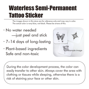 Autocollant <span class=keywords><strong>de</strong></span> tatouage semi-permanent sans eau, <span class=keywords><strong>encre</strong></span> à base <span class=keywords><strong>de</strong></span> plantes <span class=keywords><strong>de</strong></span> jardinia, 2 semaines, réaliste, non toxique, sans danger pour la peau, tendance, sexy - Product Image 2