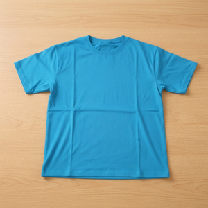 T-shirt en coton bleu pour homme, manches courtes, col rond, coupe classique, jersey décontracté, couleur unie, design simple - Product Image 3