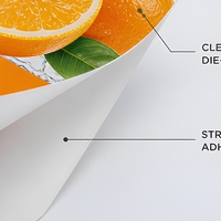 Oranje citrus fruit patroon witte glanzende vinyl sticker labelrol waterdichte klevende verpakkingslabels op maat bedrukt