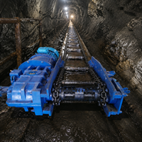 Convoyeur à chaîne à moteur haute puissance 22 kW pour manutention de matériaux en vrac dans les mines souterraines, marque Zhongmei, capacité 8500 kg, usage intensif, garantie 1,5 an