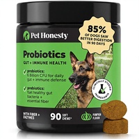 Pet Honesty Probiotiques à Mâcher pour Chiens Santé Digestive Soutien Immunitaire Bien-être Général 90 unités Enzymes Prébiotiques à la Citrouille Sans OGM