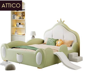 Lit simple moderne de 1.35 m pour enfants très vendu <span class=keywords><strong>garde</strong></span>-<span class=keywords><strong>corps</strong></span> de style princesse avec emballage souple chambre salon bois massif - Product Image 1