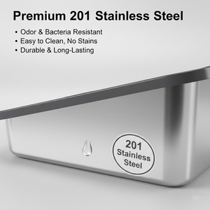 Bac à litière carré en acier inoxydable avec design ouvert, facile à nettoyer, construction durable, grande capacité, rebord haut - Product Image 6