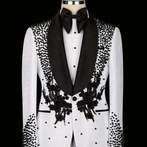 Vestido <span class=keywords><strong>de</strong></span> cóctel <span class=keywords><strong>de</strong></span> banquete <span class=keywords><strong>de</strong></span> negocios <span class=keywords><strong>de</strong></span> dos piezas <span class=keywords><strong>para</strong></span> <span class=keywords><strong>hombre</strong></span> <span class=keywords><strong>de</strong></span> gran tamaño con cuentas hechas a mano europeas y americanas chaqueta + Pantalones - Product Image 6