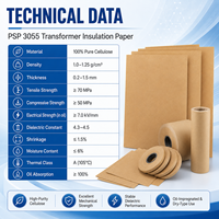 Papier pressé PSP 3005 pour isolation de transformateur en cellulose de classe A 105°C, épaisseur 0,2-1,5 mm, pour fourniture OEM en usine