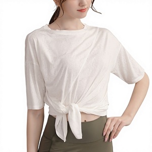 Camiseta Deportiva de Manga Corta, Holgada, Ligera, Transpirable, de Secado Rápido, de Malla Elástica/Poliéster, para Correr, Gimnasio, Yoga - Product Image 3