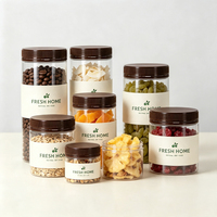 Op maat gemaakte etiketten 100ml 200ml 250ml PET potjes voor koekjes, gedroogd fruit, snoep, cake, snacks, herbruikbaar, rond, van plastic met aluminium deksels