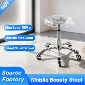 Siège de barbier polyvalent pour salons de coiffure, <span class=keywords><strong>chaises</strong></span> pivotantes ajustables en acrylique avec base inférieure en alliage d'aluminium - Product Image 2