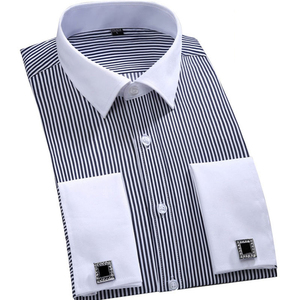 Vente chaude classique français boutons <span class=keywords><strong>de</strong></span> <span class=keywords><strong>manchette</strong></span> chemises à manches longues hommes d'affaires Slim Fit coton chemises <span class=keywords><strong>de</strong></span> bureau - Product Image 6