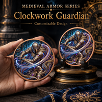 Pièce de monnaie en cuivre pur 999 de 5 oz, série Armure Médiévale, colorée, en relief, styles multiples, édition collector UV 3D