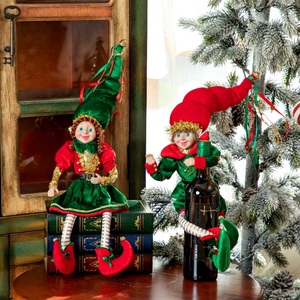 Elfo <span class=keywords><strong>de</strong></span> Navidad Flexible <span class=keywords><strong>de</strong></span> Alta Calidad, Juguetes Artesanales del Espíritu Navideño, Figura Vívida <span class=keywords><strong>de</strong></span> Duende, Personaje Infantil Animado para Decoración del Hogar y Festivales - Product Image 1
