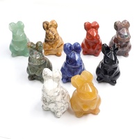 Vente en gros de 1,5 pouces lapin en cristal de guérison naturelle sculpture cadeau de vacances de Noël Figurine animale Reiki Energy Home Decor Collection