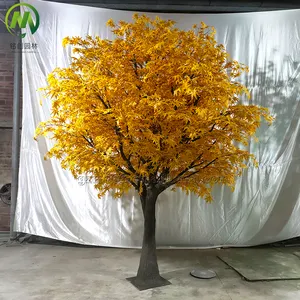 定制高仿真枫树黄色人造秋叶树加拿大人造枫叶玻璃纤维树干