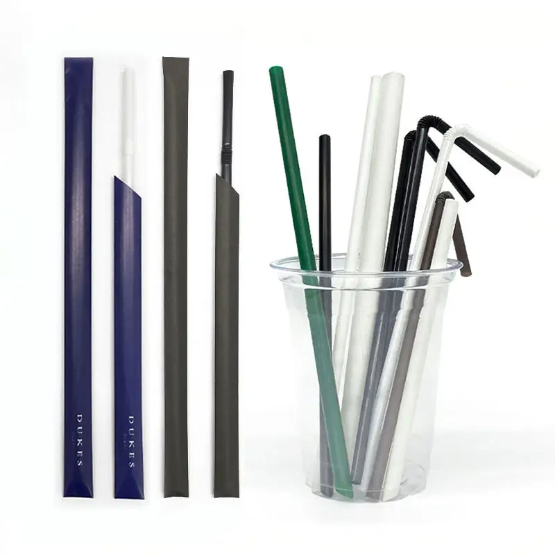 उच्च गुणवत्ता वाले प्लास्टिक स्ट्रॉ थोक पेय प्लास्टिक पीपी स्ट्रॉ कस्टम डिस्पोजेबल पेपर कॉकटेल स्ट्रॉ व्यक्तिगत रूप से लपेटे गए