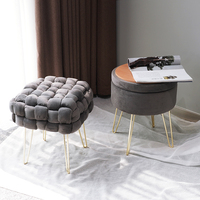 Tabouret bas moderne en velours, repose-pieds rond, nouveau design, offre spéciale