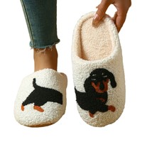Chaussons uniques pour chiens, motif Teckel avant et arrière, confortables et en peluche, pour les propriétaires de chiens