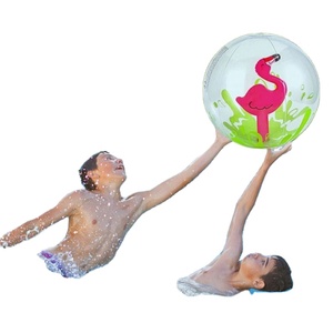 Ballons de plage gonflables en forme de flamant rose - Cadeau promotionnel d'été en PVC imprimé en 3D pour le plaisir en plein air - Product Image 3