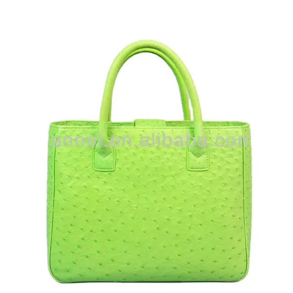 Bolsa feminina de couro de avestruz real, sacola de pele de avestruz, bolsa de mão feminina de couro exótico, bolsa verde fashion feminina de grife