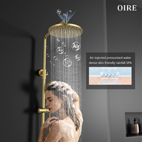 Robinet de douche élégant Oire en laiton massif brossé doré, monocommande, pour hôtel, eau chaude/froide