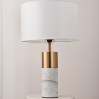 Lampe de bureau en marbre noir, lampe d'appoint contemporaine pour salon, lampe de chevet pour chambre à coucher avec abat-jour en tissu