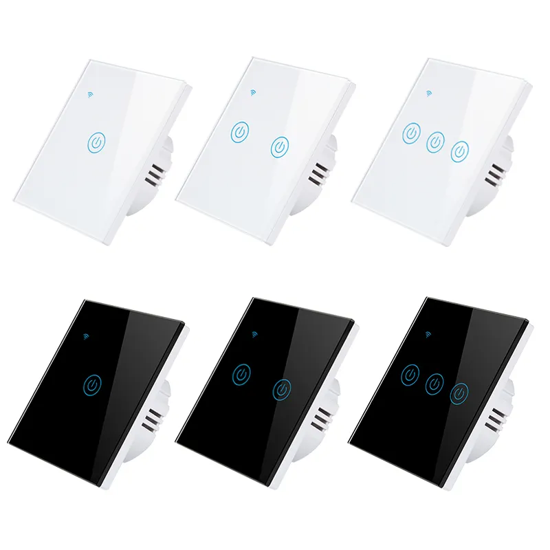 G-Tech Plus UK Smart Touch Switch WIFI White Crystal Glass Panel Intelligent Wall Light Switch