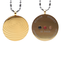 Ebuty Pendentif en acier inoxydable plaqué or pour science quantique et énergie Ions négatifs Pierres infrarouges lointaines Collier de santé pour hommes et femmes