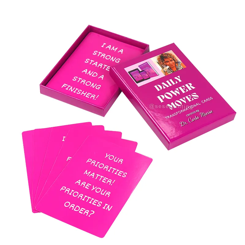 Custom Size Daily Power Moves Card Positive Transformational Card Game Printing Affirmation Cards With Box