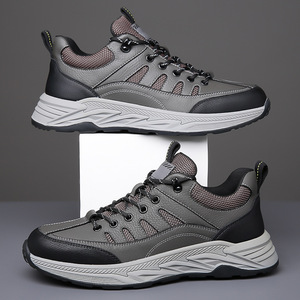 Zapatos de Senderismo para Hombre, Color Gris Caqui, con Cordones, Transpirables, Tacón Bajo, Suela Gruesa, Zapatos Casuales de Trabajo - Product Image 3