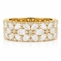 Bague Éternité en Diamant de Laboratoire Taille Marquise Plaqué Or 10K 14K 18K Certifié IGI Unisexe Bijoux Fins pour Mariage et Anniversaire