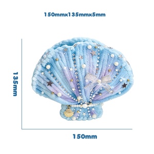 Kit de Bricolage Premium pour Sac en Fil de Velours, Sac à Main Tricoté à Motif Quadrillé avec Perles Décoratives et Pendentif Coquillage - Product Image 6