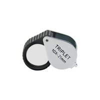 Professional 10x Magnifier with 18mm/21mm Achromatic Anti-Reflective Lens Triplet Loupe Rubber Grip for Jewelers Collectors