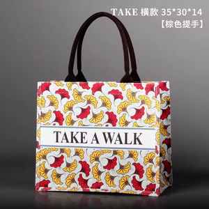 Bolsa de Mano de Lujo de Gran Capacidad, con Logotipo Personalizado en Serigrafía, Estilo Listón, de Lona de Algodón Orgánico, Reutilizable, para Regalos y Compras, Reciclable - Product Image 5