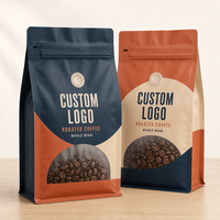 Sachet de café à huit soudures latérales en aluminium à fond plat avec valve unidirectionnelle et fermeture éclair refermable, imprimé sur mesure – Bolsa Para Café